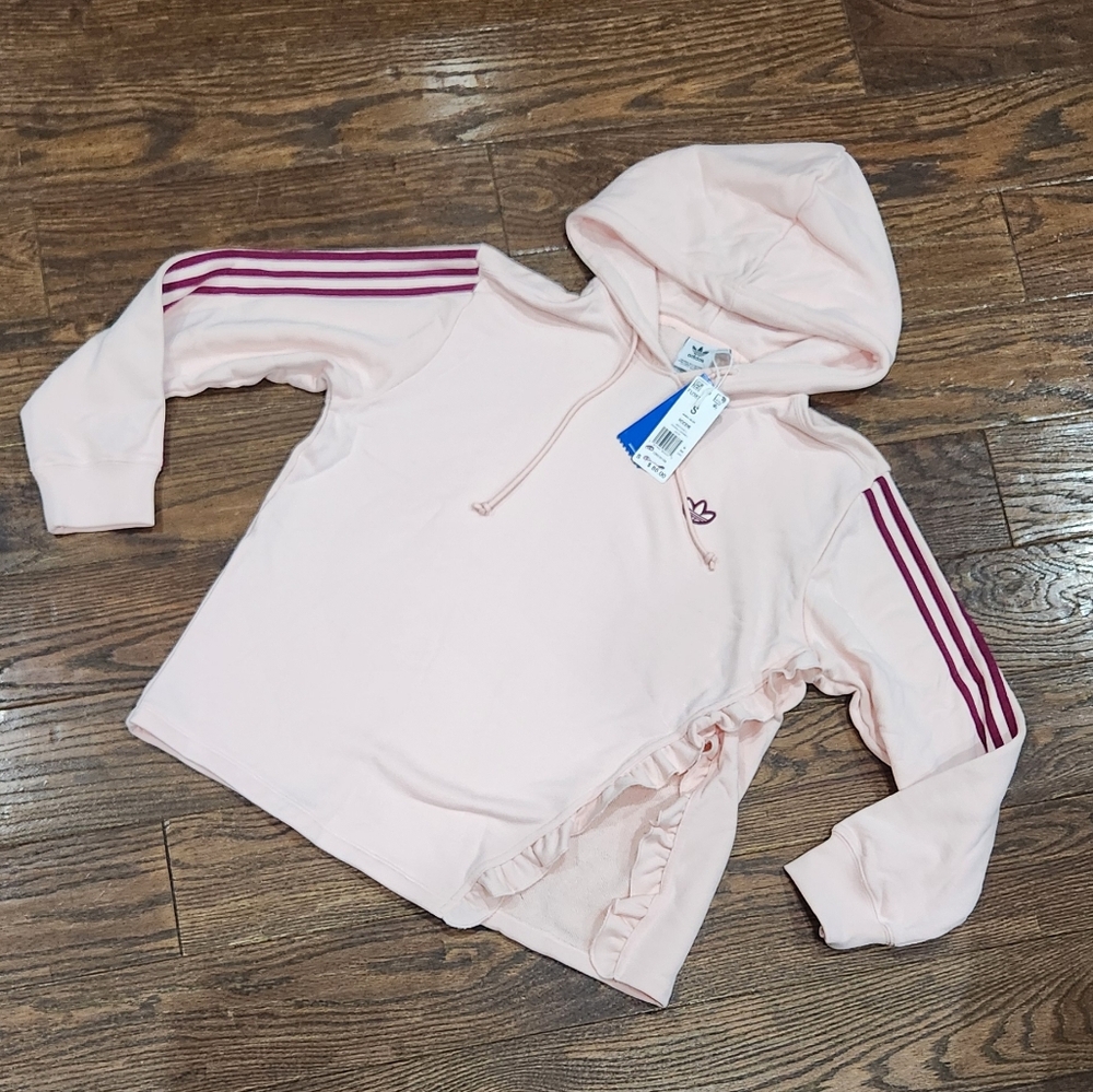 Womens Adidas Hoodie Pink Ruffles New Small